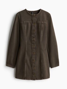H&M Brown Denim Long Sleeve Mini Dress